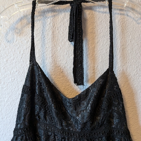 Betsey Johnson Black Prom Dress Eyelet Lace Halter Mini Cocktail Party 6 S/XS - Picture 14 of 15